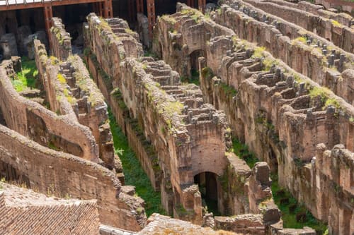 The underground of the Colosseum seen from the arena